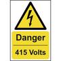 Danger 415 volts electricity warning sign