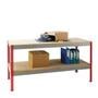 Just workbench with chipboard worktop and full-depth lower shelf