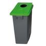 Slim bin recycling bin with green glid with round aperture ideal for cans and bottles
