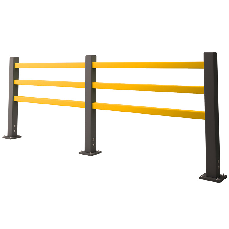 3-rail pedestrian barrier - safety yellow & grey