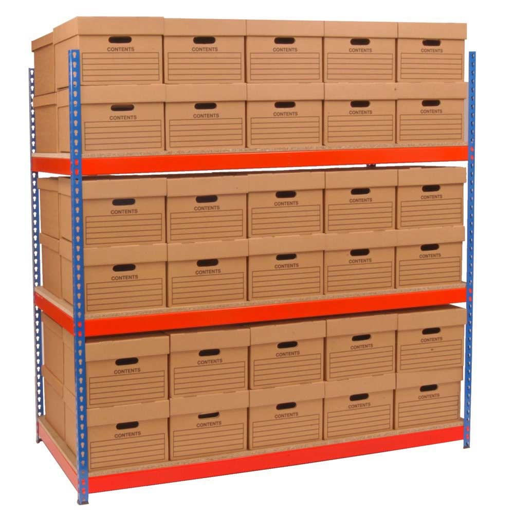1830x1830x915mm 3 Shelf Archive Storage Racking C/W 60 Boxes