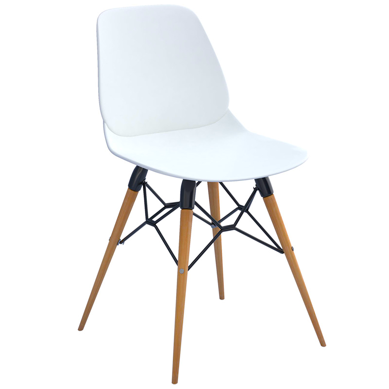Strut multi-purpose chair with white seat and natural oak legs