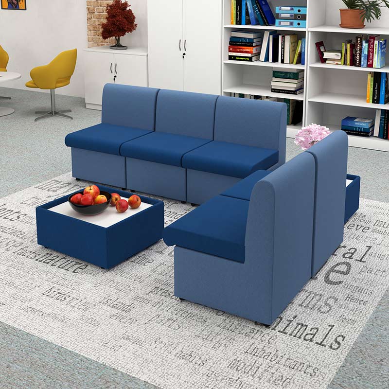 Alto coffee table in Maturity Blue with Alto soft seating reception furniture range