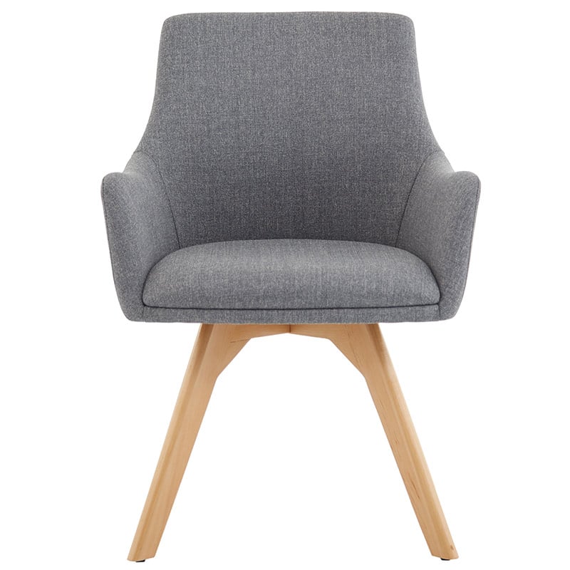 Carmen wooden leg chair with grey fabric upholstery
