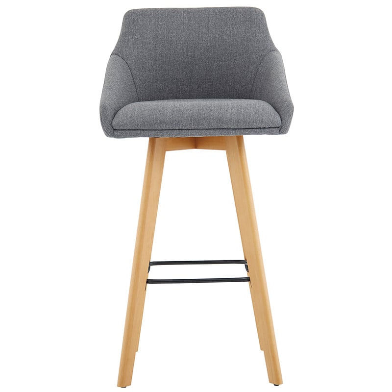 Carmen wooden leg stool with grey fabric upholstery