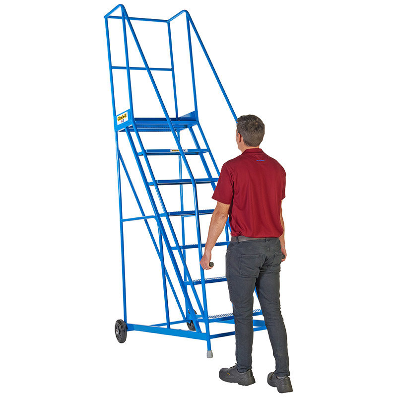 Climb-It 7-tread blue warehouse picking steps