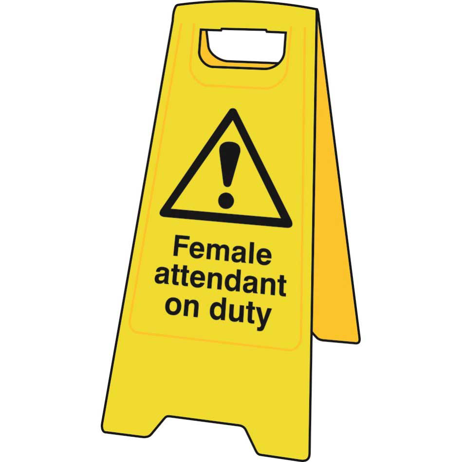 Female Attendant on Duty Floor Stand Sign