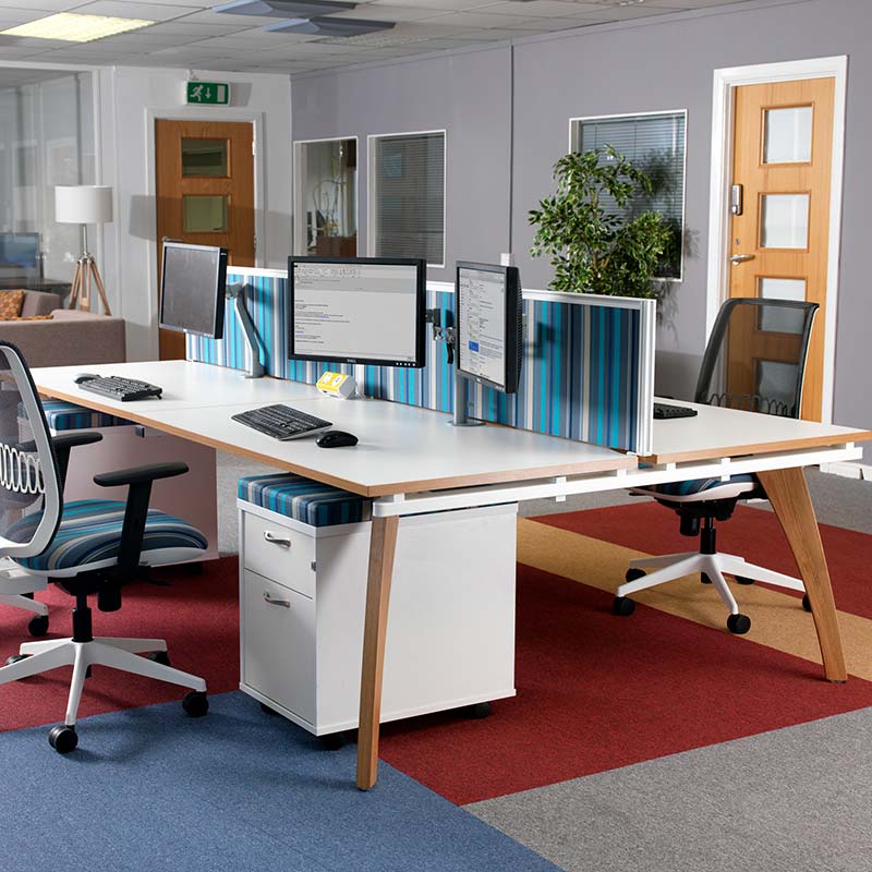 Fuze double back-to-back desks with white desktop
