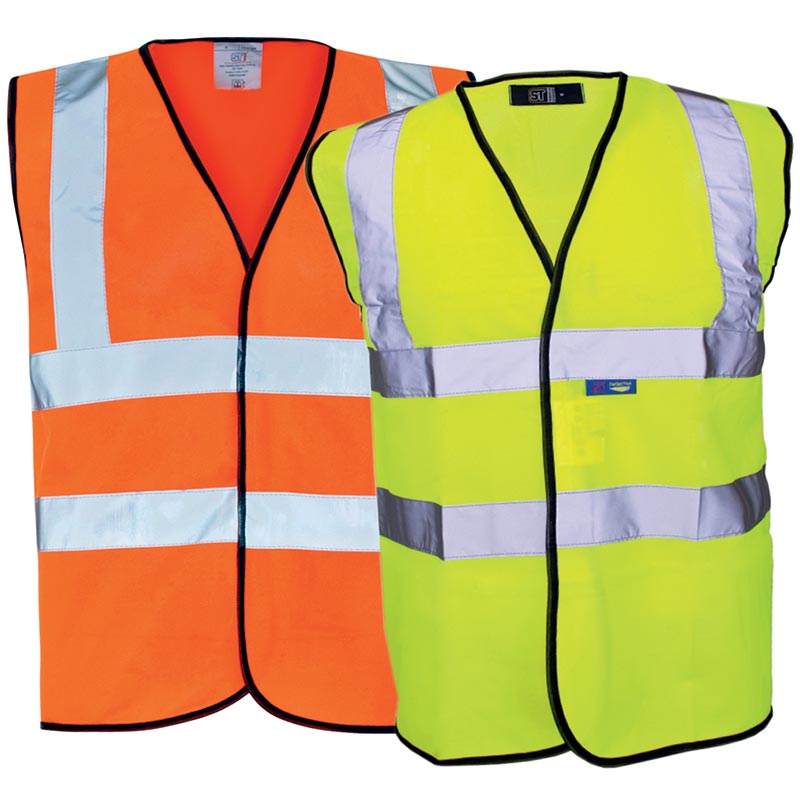 High-Visibility Vests in Fluorescent Orange and Yellow