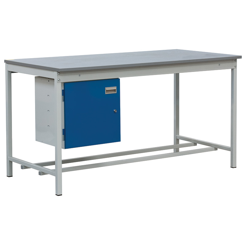 Square tube ESD workbench with Lamstat worktop and under-bench cabinet