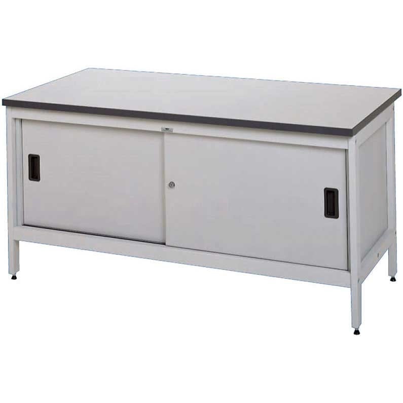 Heavy-duty post sorting bench with cupboards designed for use while standing