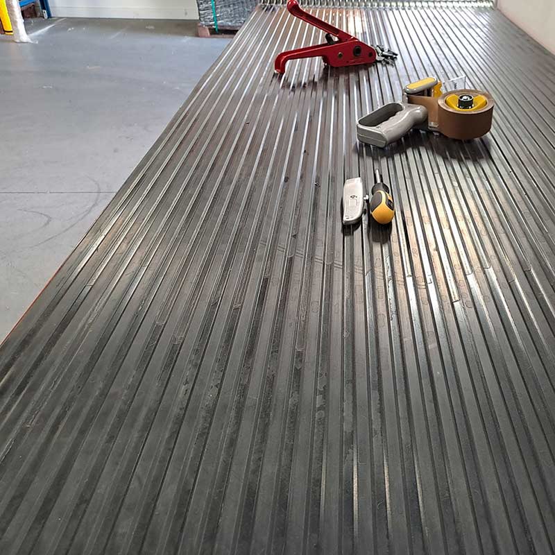 Wide rib rubber matting used as workbench topper