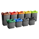 Waste Recycling Bins with Coloured Lids