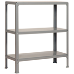 Boltless steel shelving unit with 3 metal shelves