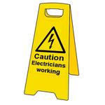 Caution Electricians Working Floor Sign Stand
