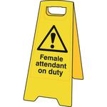 Female Attendant on Duty Floor Sign Stand