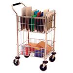 Chrome mailroom trolley with 2 baskets