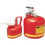 Justrite Non metallic HDPE Safety Cans for flammable liquids