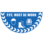 PPE Must Be Worn Half Circle Graphic Floor Marker