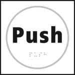 Push taktyle braille sign