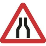 Road narrows both lanes triangular road traffic sign