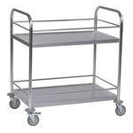 Stainless Steel Trolley with Retaining Bars and 2 Shelves