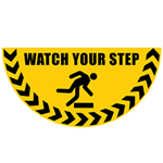 Watch your step half-circle graphic floor marker