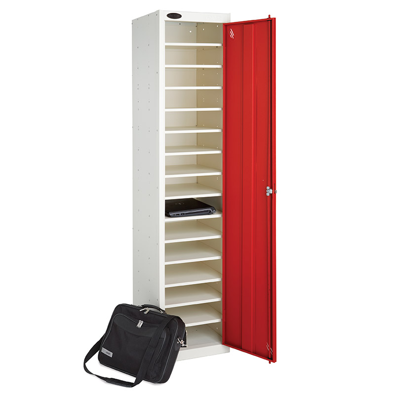 Single Door, 15 Shelf Laptop Storage Locker - 1780 x 380 x 460mn