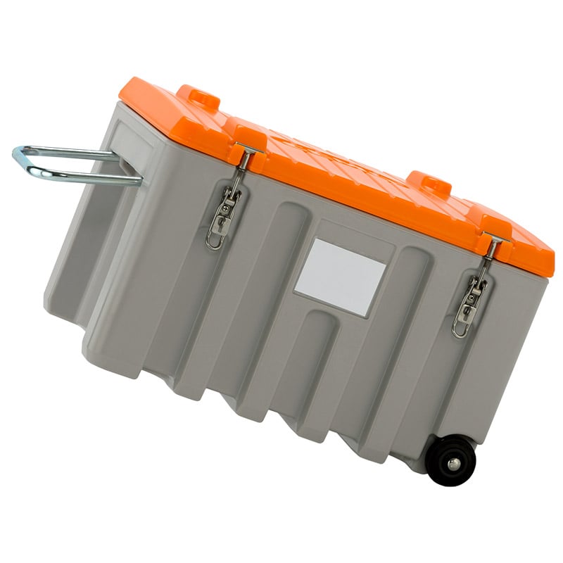CEMbox 150L Heavy-Duty Storage Box Trolley - Orange & Grey - 530 x 600 x 800mm