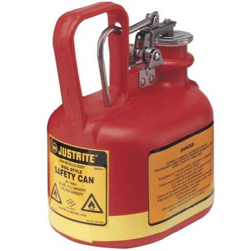 Justrite 1.9L Non metallic HDPE Safety Can, Stainless Steel fittings