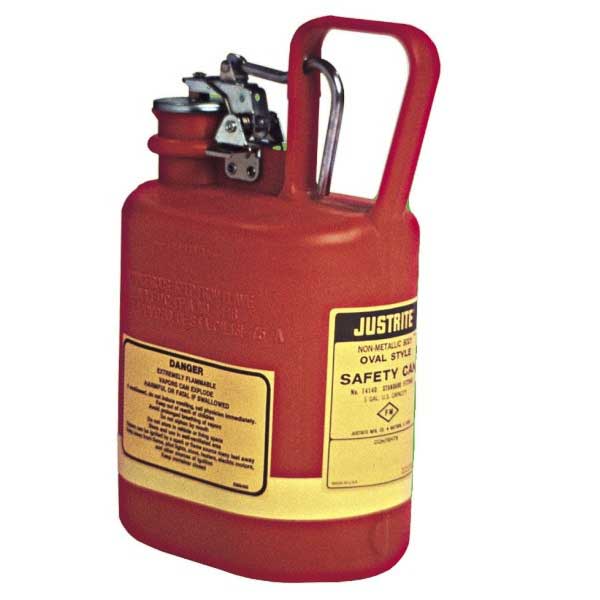 Justrite 3.7L Non metallic HDPE Safety Can, Stainless Steel fittings