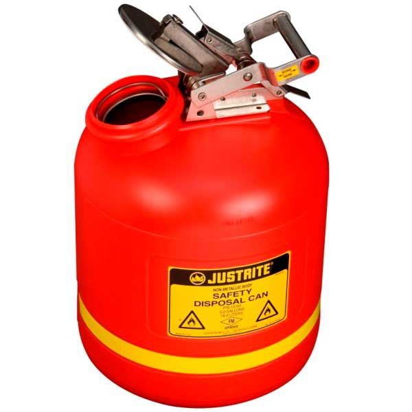 Justrite 19.0ltr HDPE Liquid Disposal Cans - Stainless Steel fittings