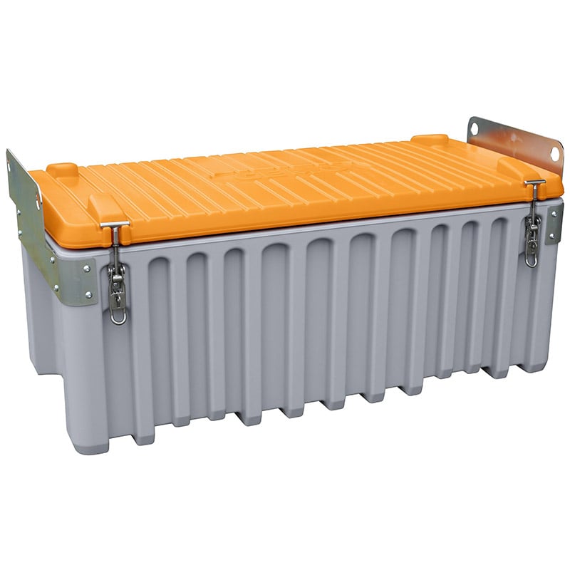 CEMbox Heavy-Duty 250L Storage Box for Use With Cranes - Grey & Orange - 570 x 600 x 1240mm