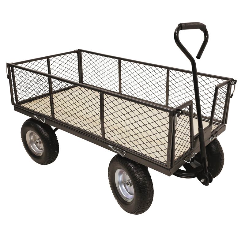 400kg Mesh Platform Truck with Plywood Deck and Pneumatic Tyres - Platform Size: 1250 x 590mm