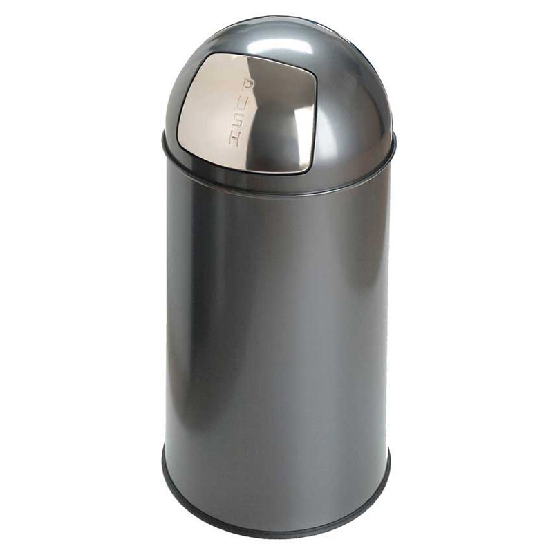 40L Steel Push Bin - Metallic Grey