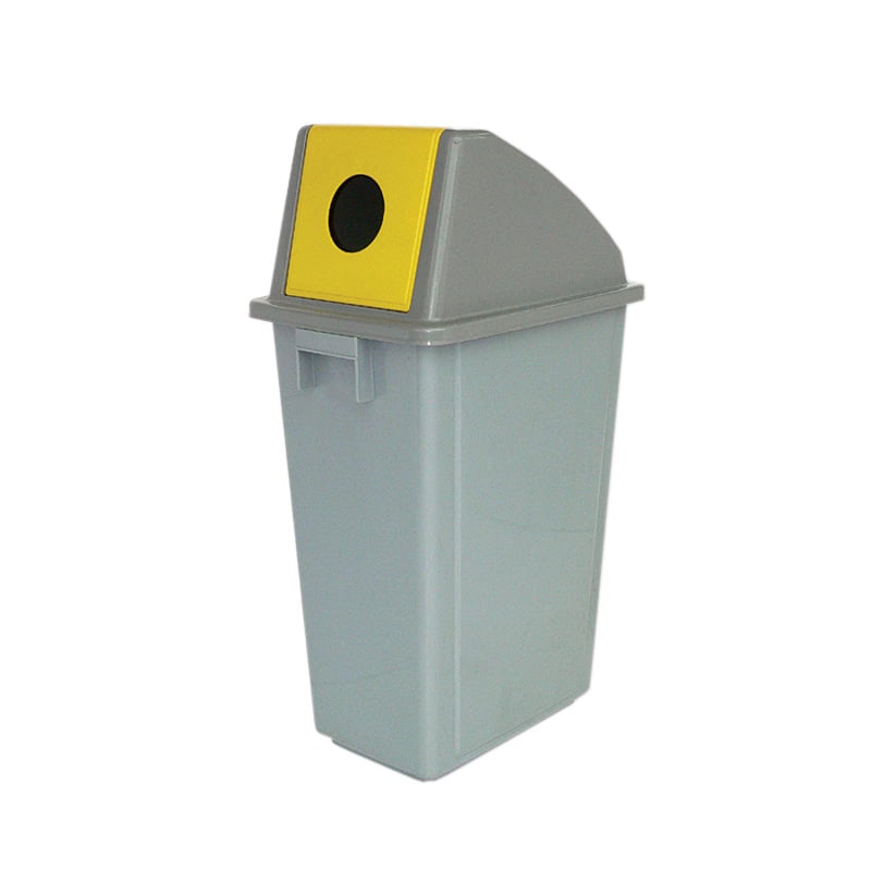 58L Grey Indoor Recycling Bin with Yellow Circle Opening Lid