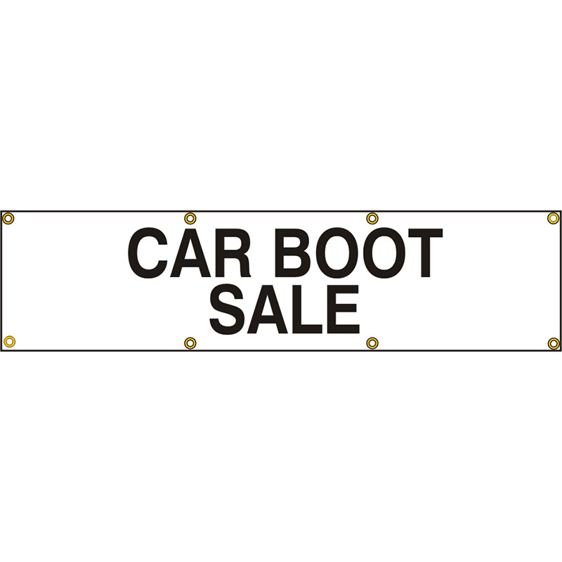 PVC Scaffold Banner with Eyelets - Black & White - Car Boot Sale - 1200 x 300mm