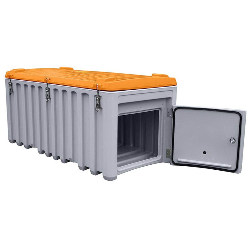 CEMbox Heavy-Duty 750L Storage Box with Side Door - 800 x 840 x 1700mm - Grey & Orange