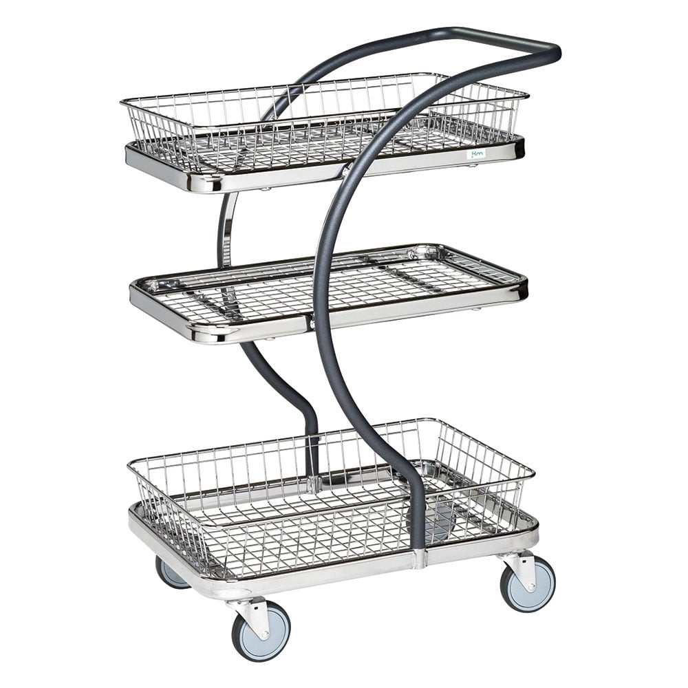 Allround table trolley with 3 wire shelves