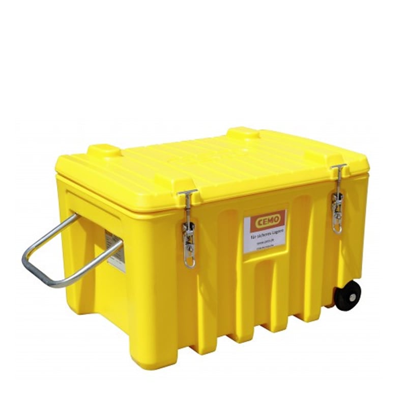 CEMbox 150L Heavy-Duty Storage Box Trolley - Yellow - 530 x 600 x 800mm