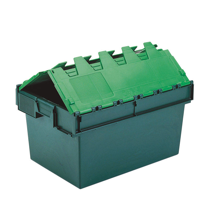 Plastic Stock Picking Containers - Plastic Attached Lid - 64L - 600 x 400 x 365
