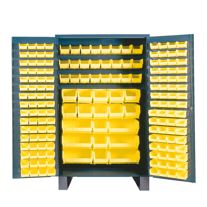 Jumbo Steel Storage Cabinet with 171 Plastic Small Parts Bins