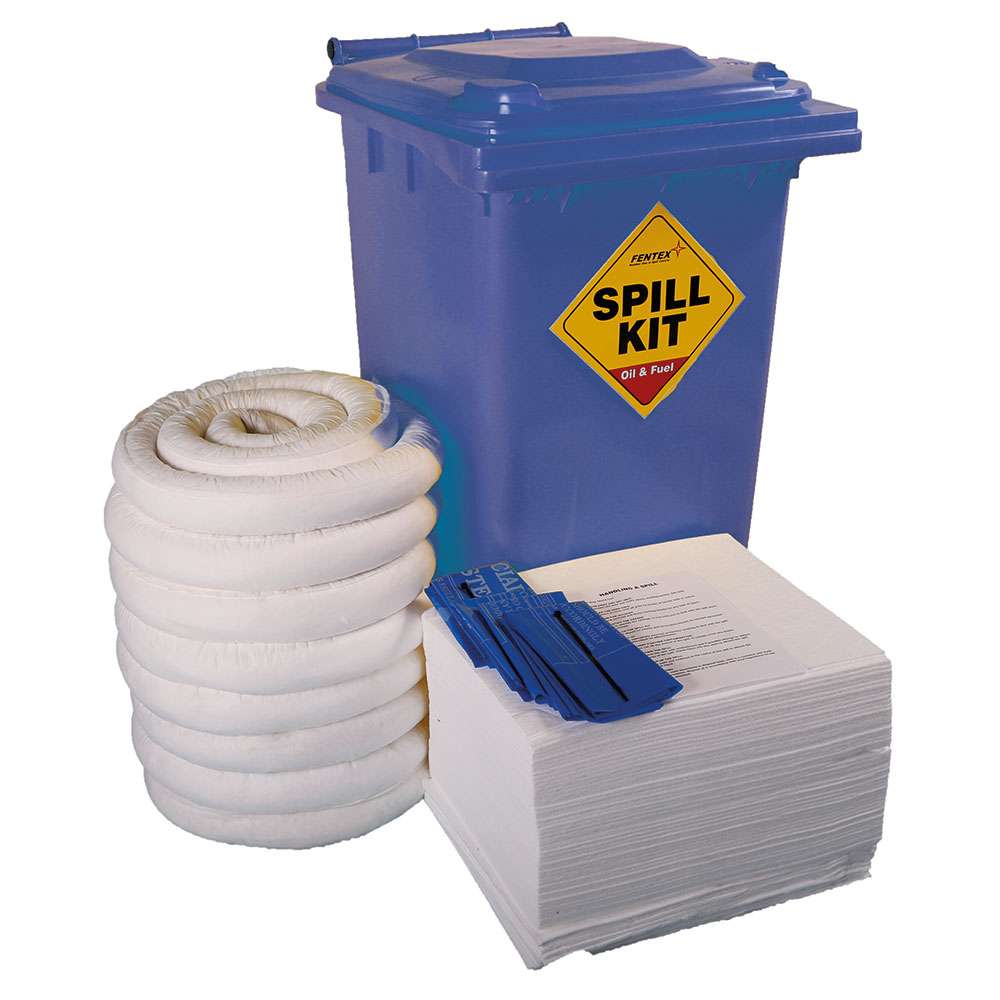 Oil & Fuel Emergency Spill Kits, 240 litre Drum Large Workshop Kit - Blue Bin