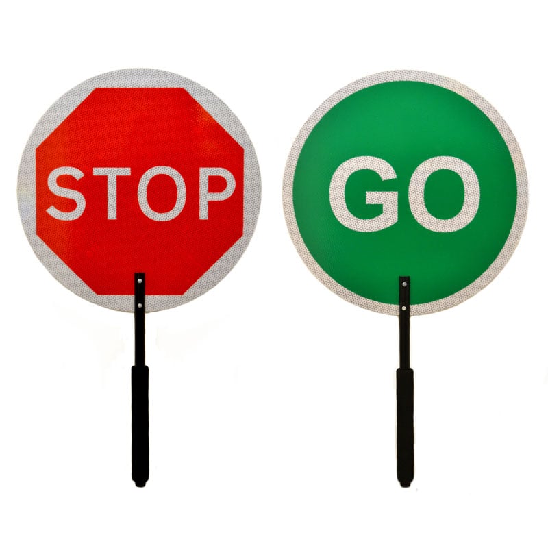 Stop / Go Paddle Signs for traffic management  - Class 1 reflective face