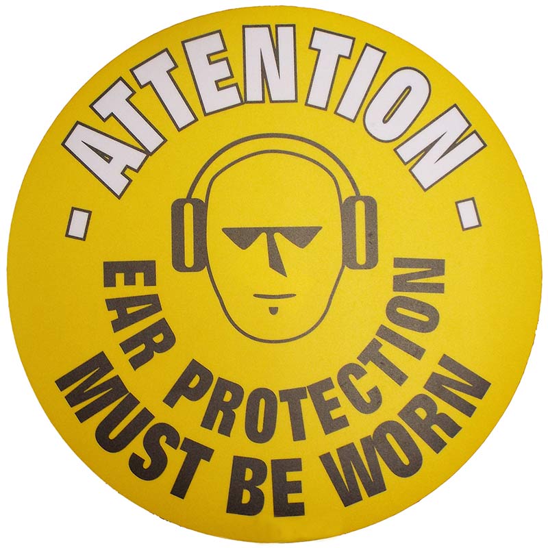 Ear Protection Must Be Worn Floor Sign Sticker - 430mm diameter