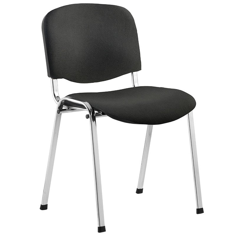 ISO Chrome Frame Stacking Chair - Black Fabric