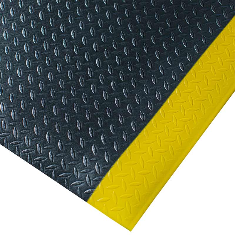 Kumfi Diamond Anti-fatigue Matting Roll 600mm x 18.3m - Black with yellow edges