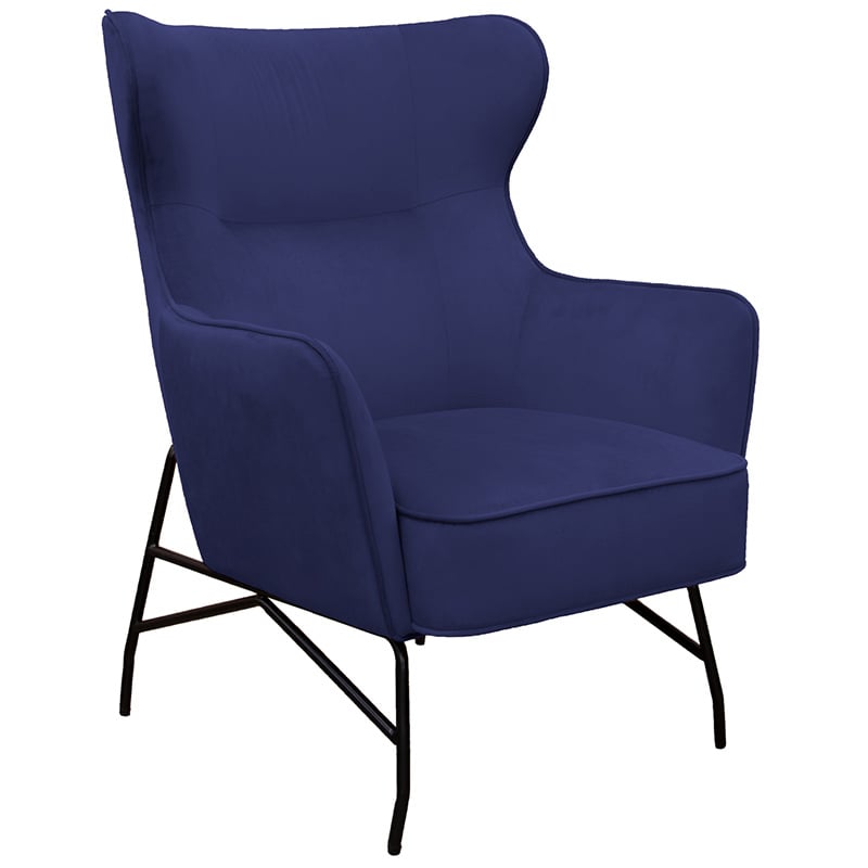 Alpha Lounge Chair - Dark Blue Velvet - 930 x 750 x 780mm