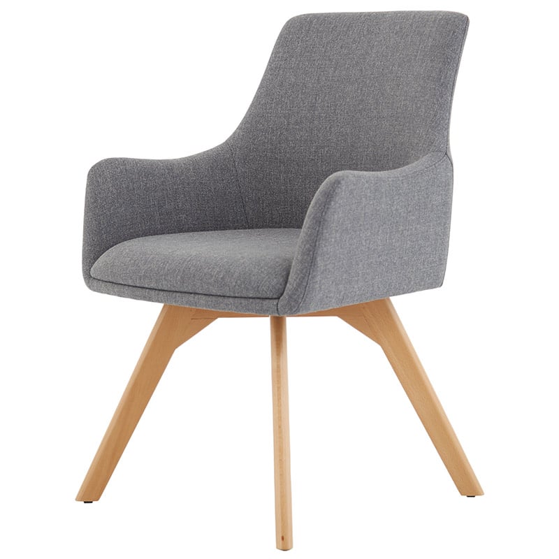 Carmen Wooden Leg Chair with Grey Fabric Upholstery