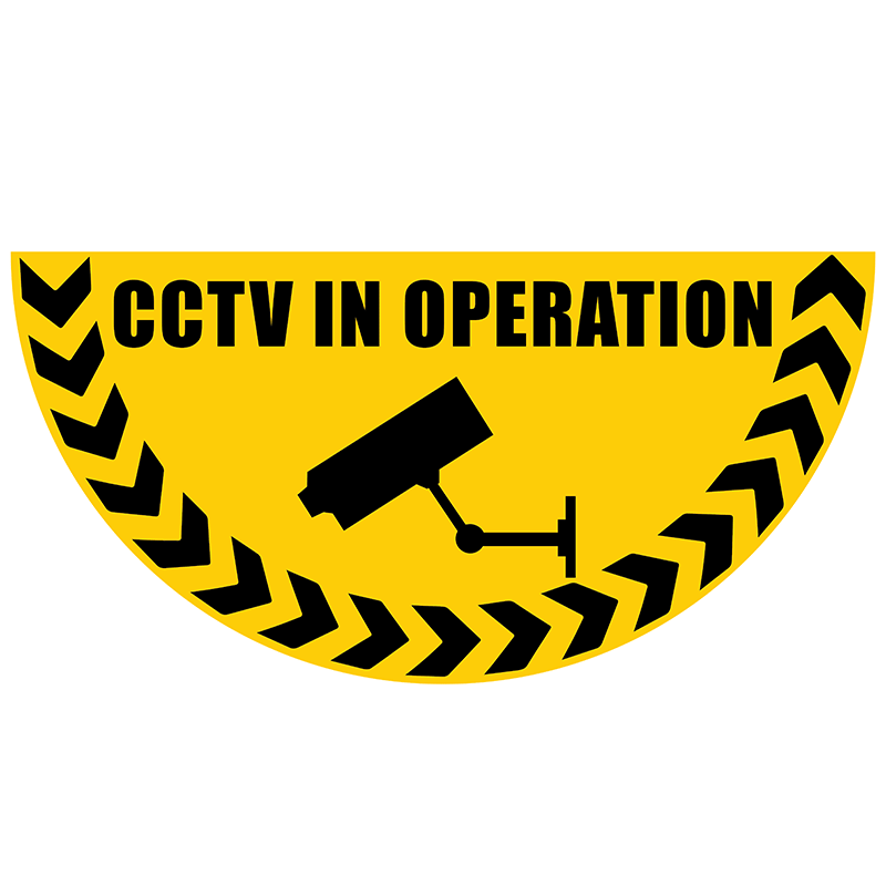 CCTV in Operation Half-Circle Graphic Floor Marker Sticker - 750 x 375mm